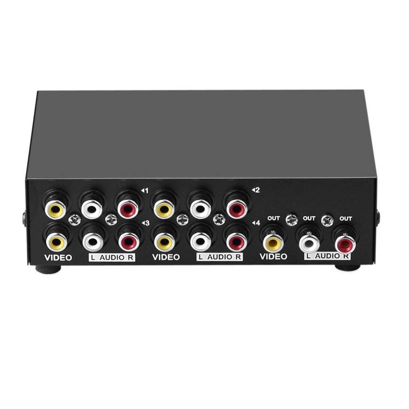 axGear AV Switch Box Composite Selector 4 Port RCA Audio Video 4 in 1 Out to TV - Image 3